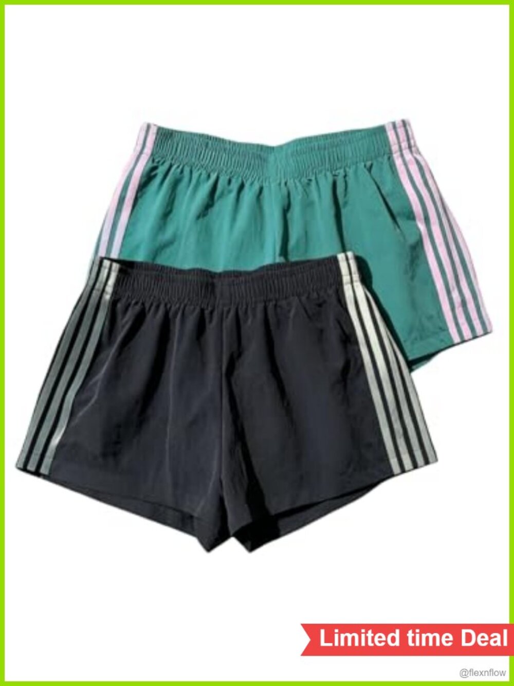 Women's 2 Pack Striped Track Shorts Athletic Running Shorts Elastic Waist Wide
